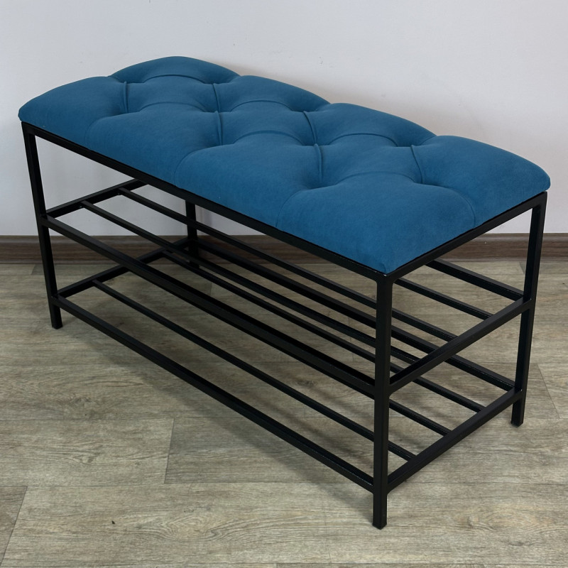 Банкетка для взуття Женева-1 80 см велюр бірюзовий 2-0-9005