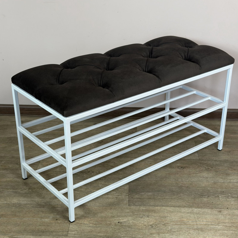 Банкетка для взуття Женева-1 80 см велюр сіро-коричневий 5-0-9003