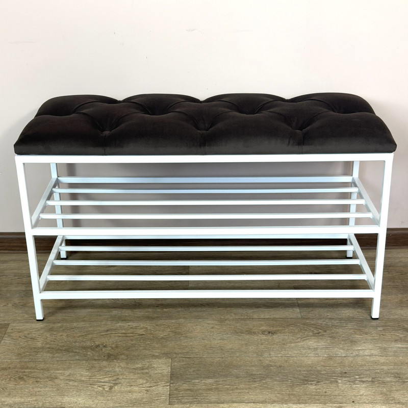 Банкетка для взуття Женева-1 80 см велюр сіро-коричневий 5-0-9003