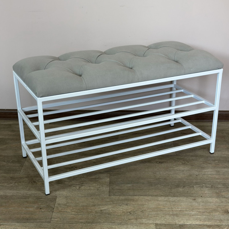 Банкетка для взуття Женева-1 80 см велюр світло-сірий 6-0-9003