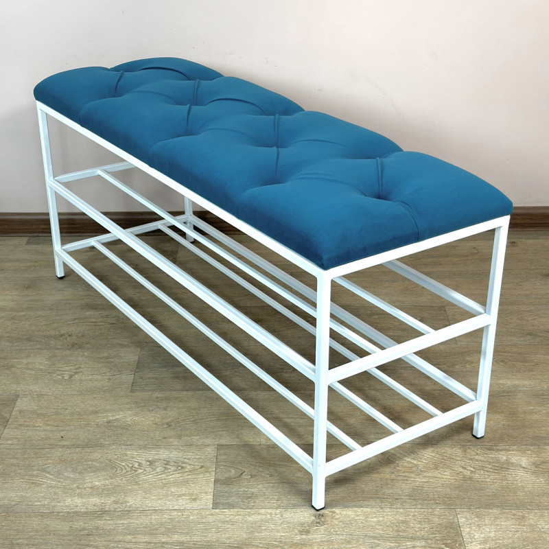 Банкетка для взуття Женева-1 100 см велюр бірюзовий 2-0-9003