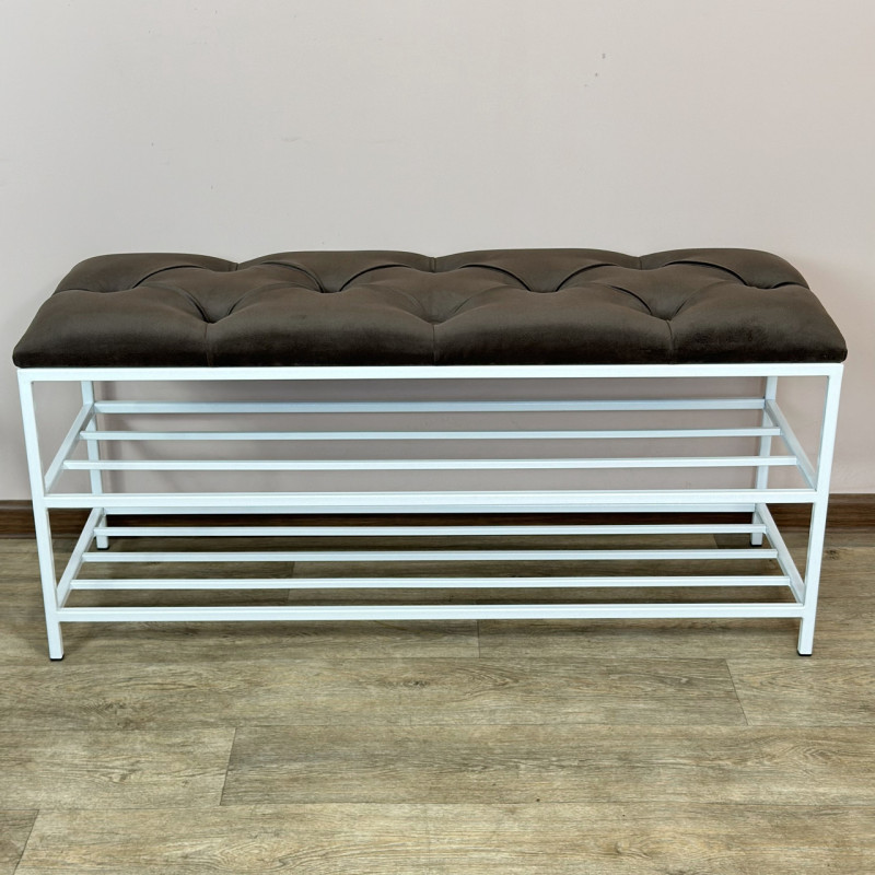 Банкетка для взуття Женева-1 90 см велюр сіро-коричневий 5-0-9003