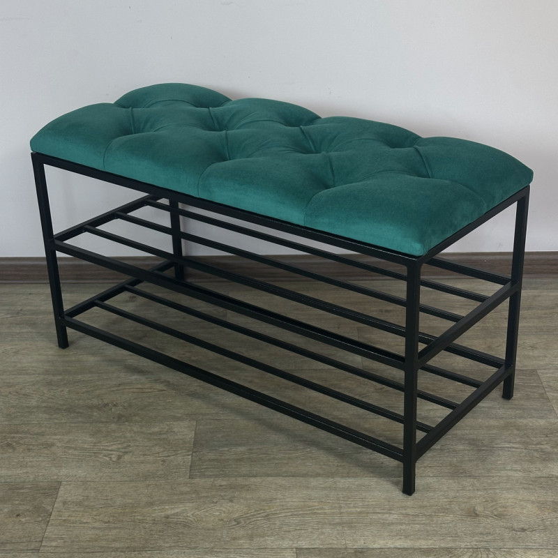 Банкетка для взуття Женева-1 70 см велюр смарагдовий 8-0-9005