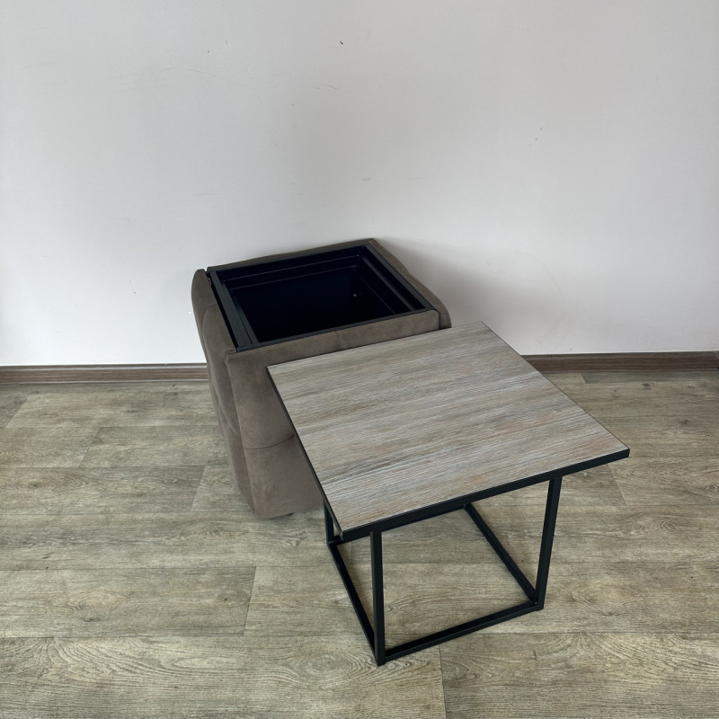 Пуф-трансформер 5в1 Остін-4 зі столиком велюр коричневий/дуб платиновий 1-2-9005