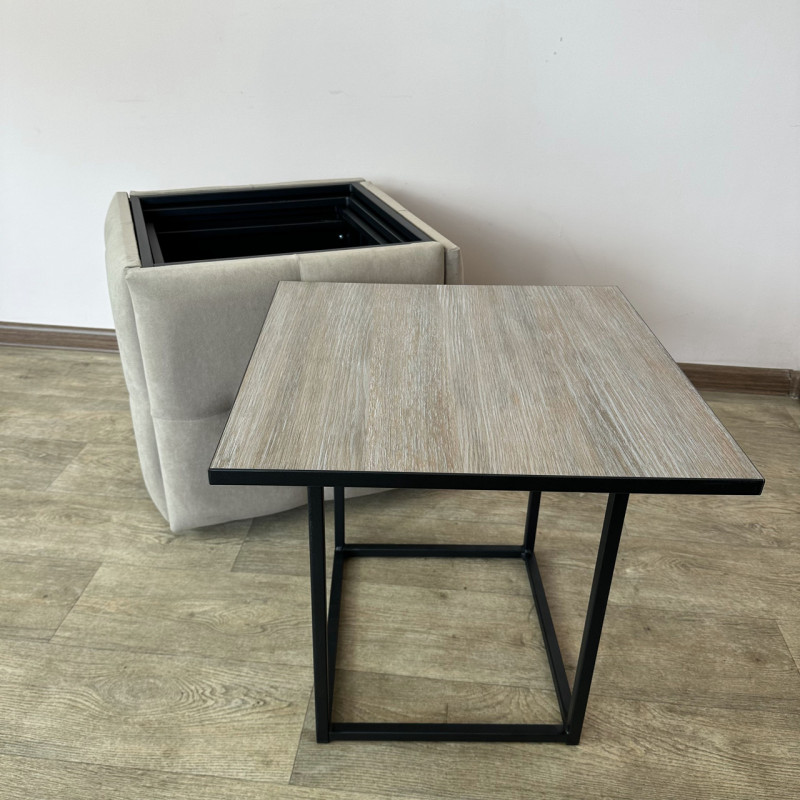 Пуф-трансформер 5в1 Остін-4 зі столиком велюр бежевий/дуб платиновий 3-2-9005