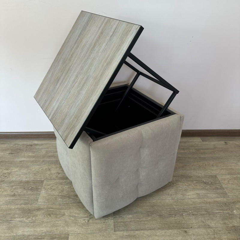 Пуф-трансформер 5в1 Остін-4 зі столиком велюр бежевий/дуб платиновий 3-2-9005