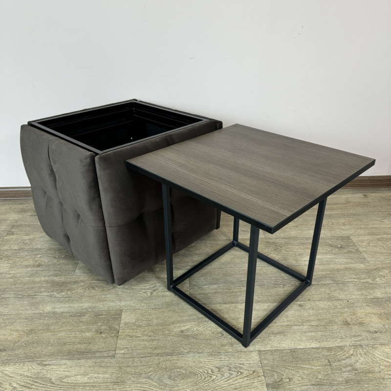 Пуф-трансформер 5в1 Остін-4 зі столиком велюр сіро-коричневий/ріголетто темний 5-1-9005