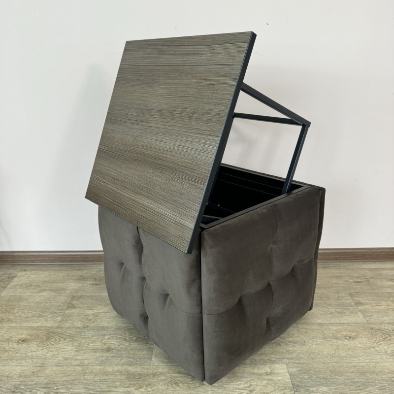 Пуф-трансформер 5в1 Остін-4 зі столиком велюр сіро-коричневий/ріголетто темний 5-1-9005