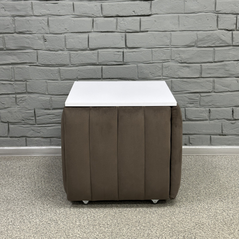 Пуф-трансформер 5в1 Mzavod Остин-2 со столиком велюр серо-коричневый/белая аляска 5-3-9005