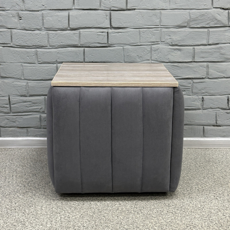 Пуф-трансформер 5в1 Остін-2 зі столиком велюр сірий/дуб платиновий 7-2-9003