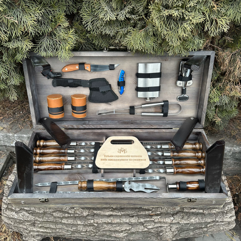 Подарунковий набір Mzavod Отаман кейс-столик темна текстура