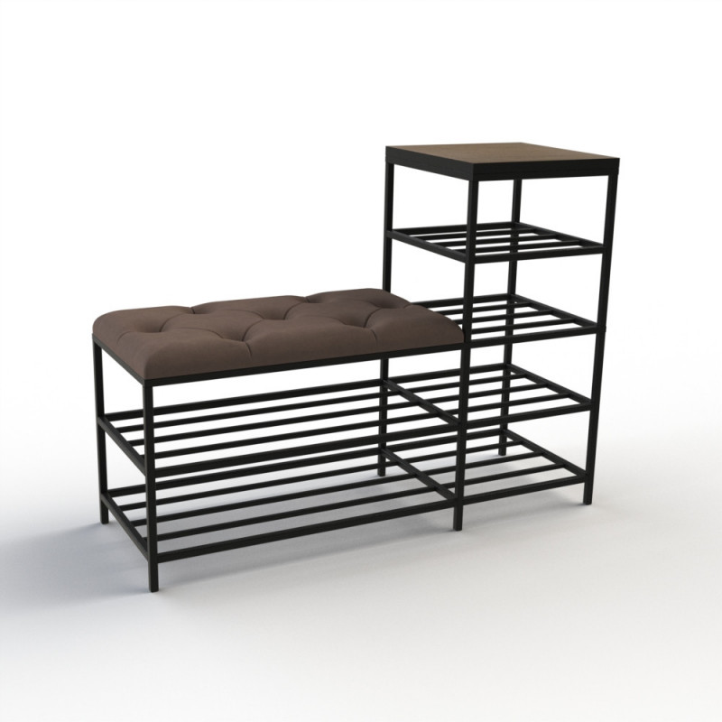 Банкетка для взуття Барселона-1 100 см велюр сіро-коричневий/ріголетто темний 5-1-9005