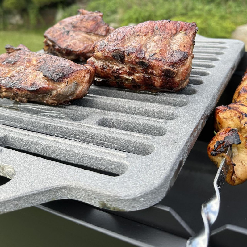 Універсальна чавунна Решітка-гриль Mzavod з ручками 420х300мм