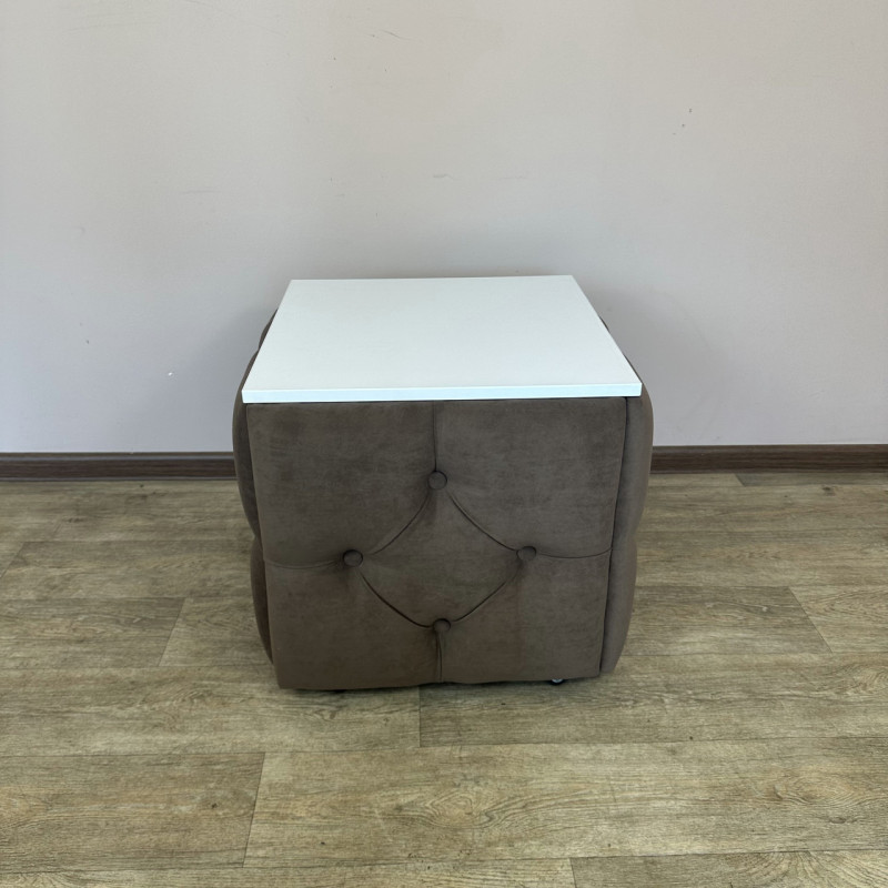 Пуф-трансформер 5в1 Остін-1 зі столиком велюр коричневий/біла аляска 1-3-9003