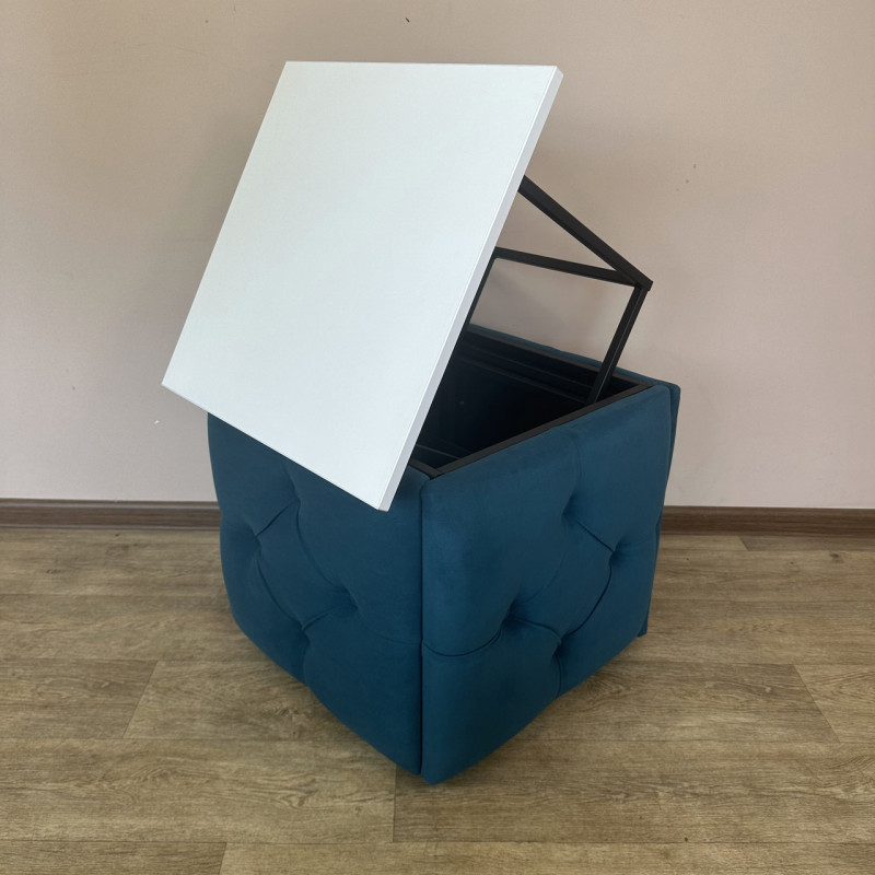 Пуф-трансформер 5в1 Остін-1 зі столиком велюр бірюзовий/біла аляска 2-3-9005