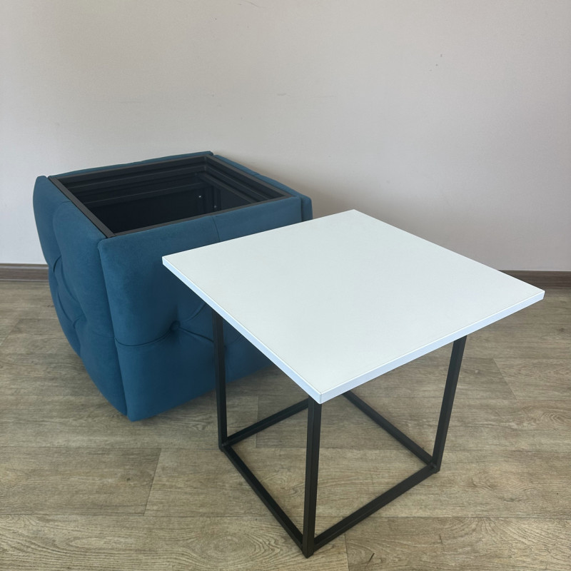 Пуф-трансформер 5в1 Остін-1 зі столиком велюр бірюзовий/біла аляска 2-3-9005