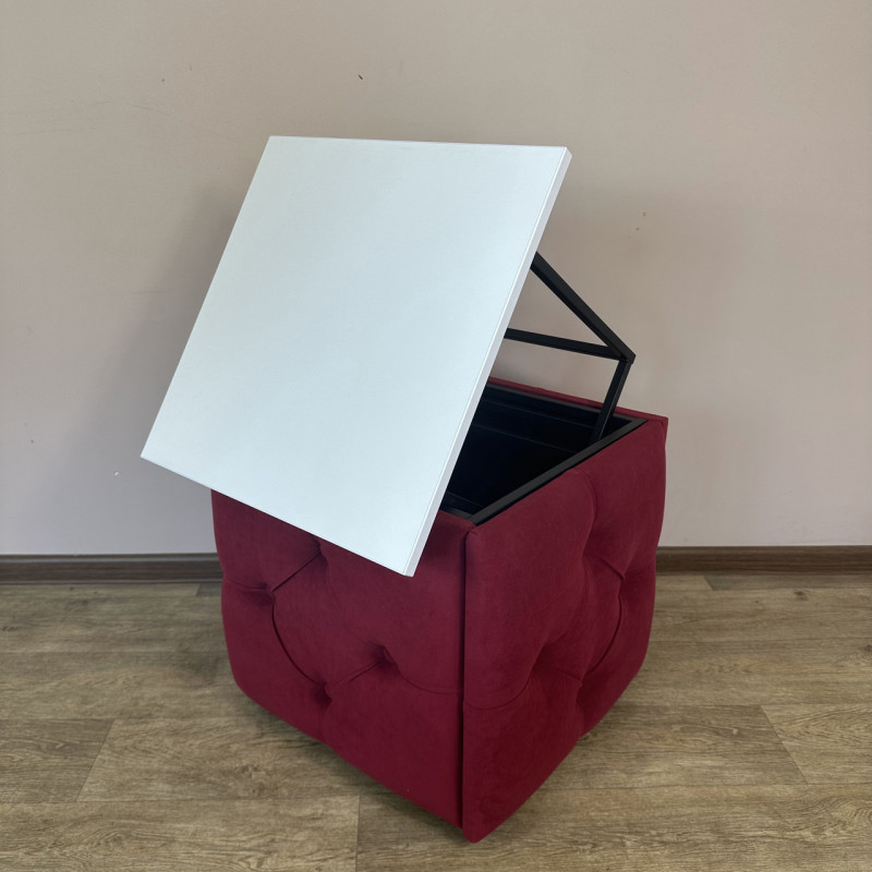 Пуф-трансформер 5в1 Остін-1 зі столиком велюр червоний/біла аляска 4-3-9005