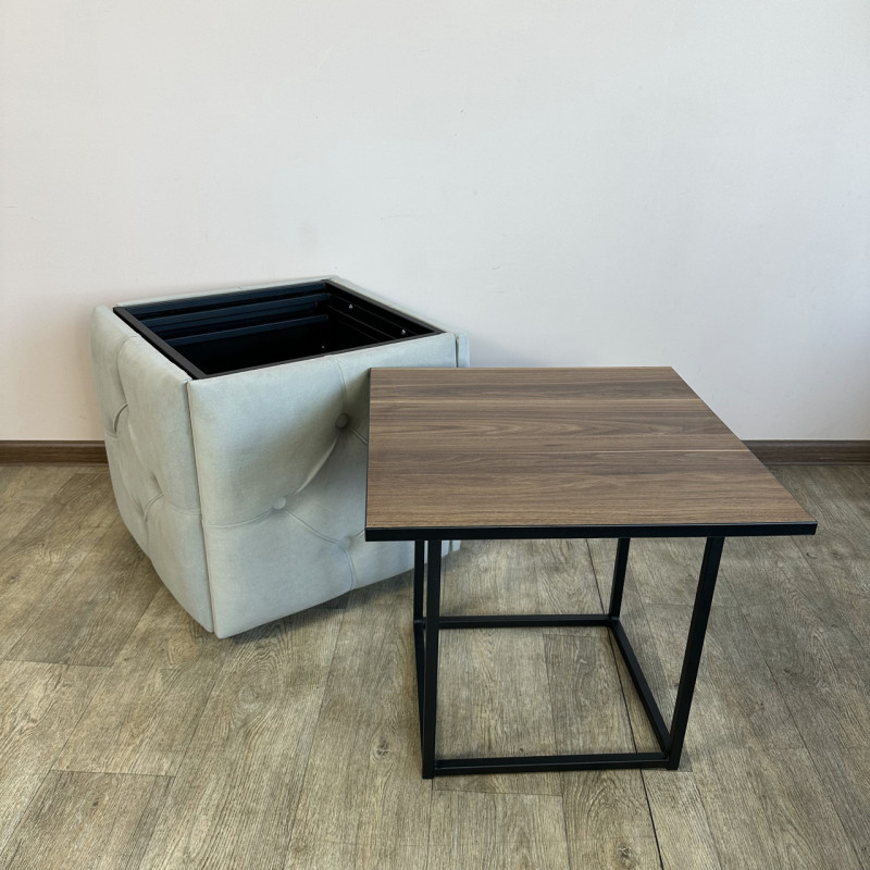 Пуф-трансформер 5в1 Остін-1 зі столиком велюр світло-сірий/горіх каліфорнійський 6-4-9005