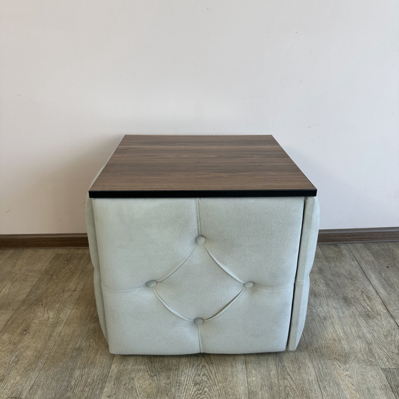 Пуф-трансформер 5в1 Остін-1 зі столиком велюр світло-сірий/горіх каліфорнійський 6-4-9005