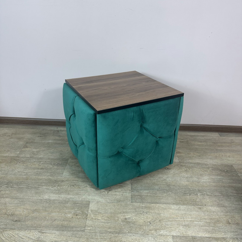 Пуф-трансформер 5в1 Остін-1 зі столиком велюр смарагдовий/горіх каліфорнійський 8-4-9003