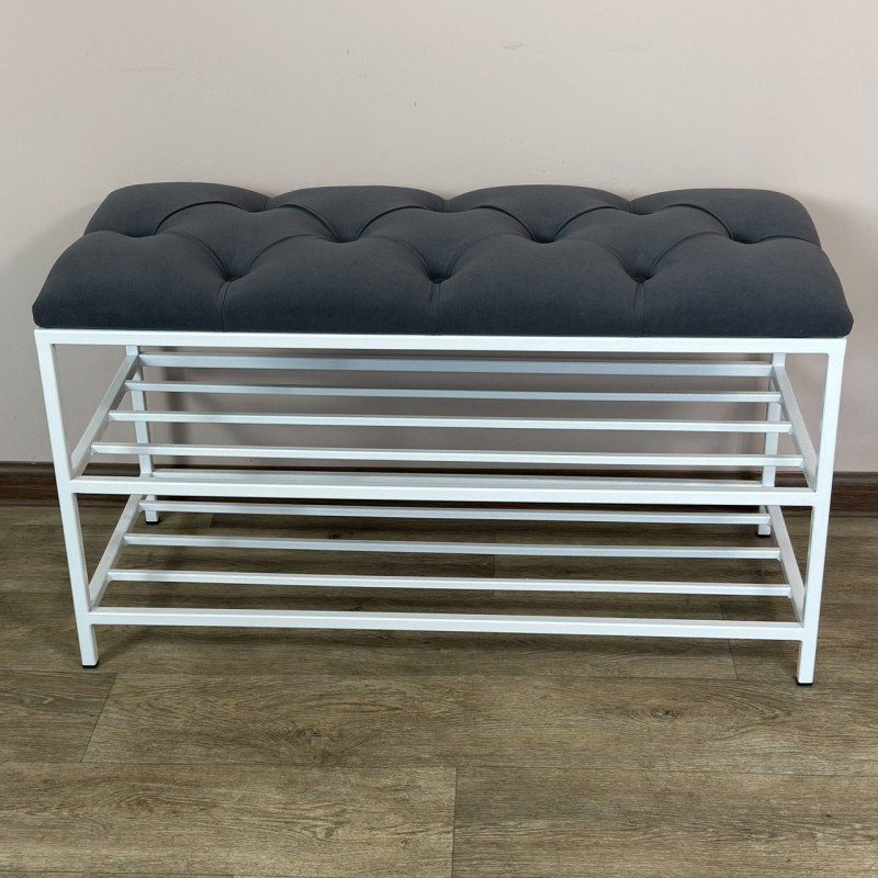 Банкетка для взуття Женева-1 80 см велюр сірий 7-0-9003