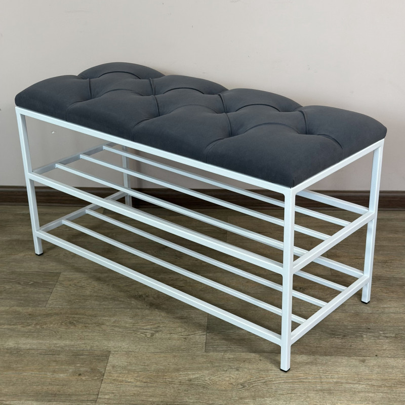 Банкетка для взуття Женева-1 80 см велюр сірий 7-0-9003