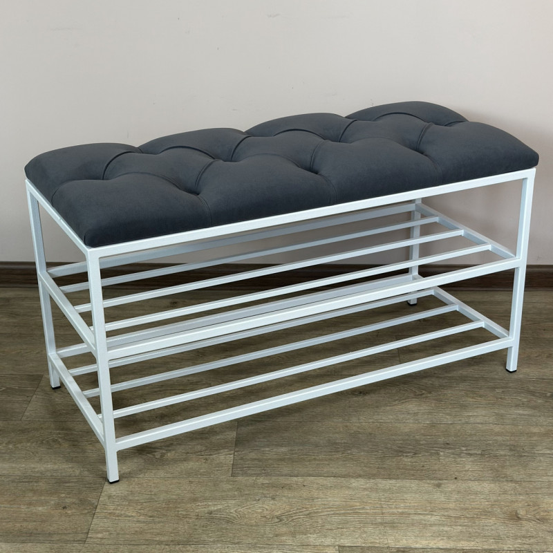 Банкетка для взуття Женева-1 80 см велюр сірий 7-0-9003