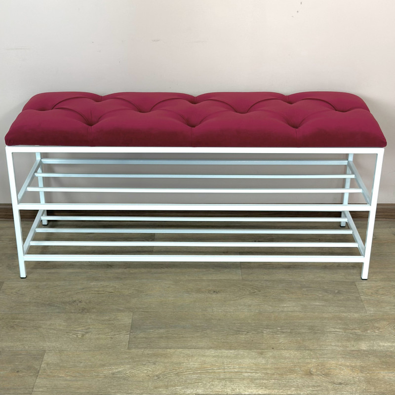 Банкетка для взуття Женева-1 100 см велюр червоний 4-0-9003