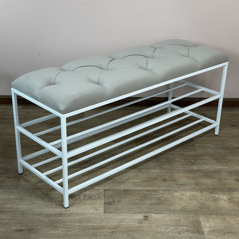 Банкетка для взуття Женева-1 90 см велюр світло-сірий 6-0-9003