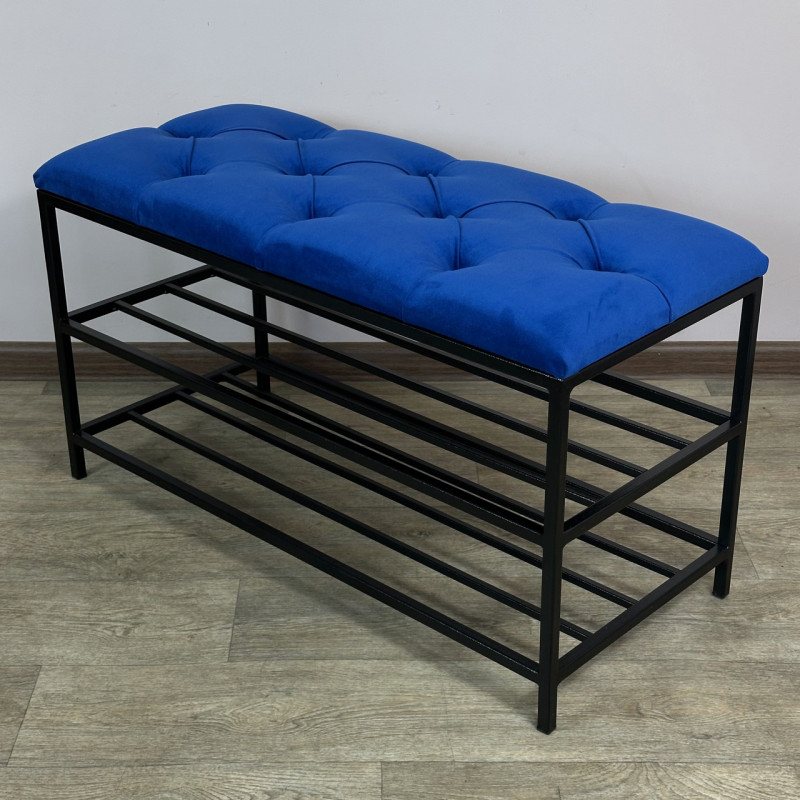 Банкетка для взуття Женева-1 70 см велюр синій 9-0-9005