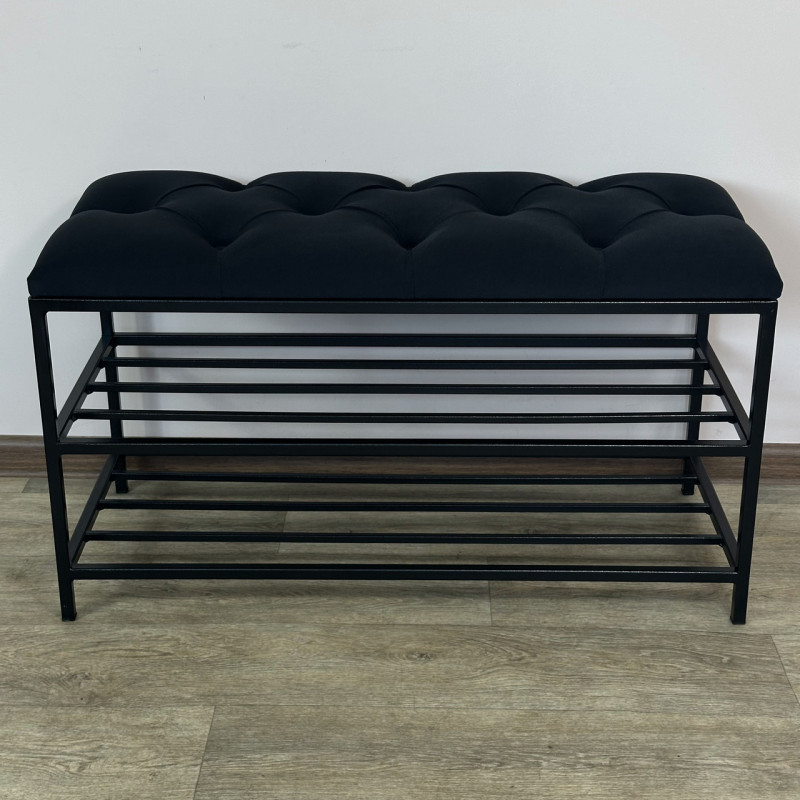 Банкетка для взуття Женева-1 70 см велюр чорний 10-0-9005