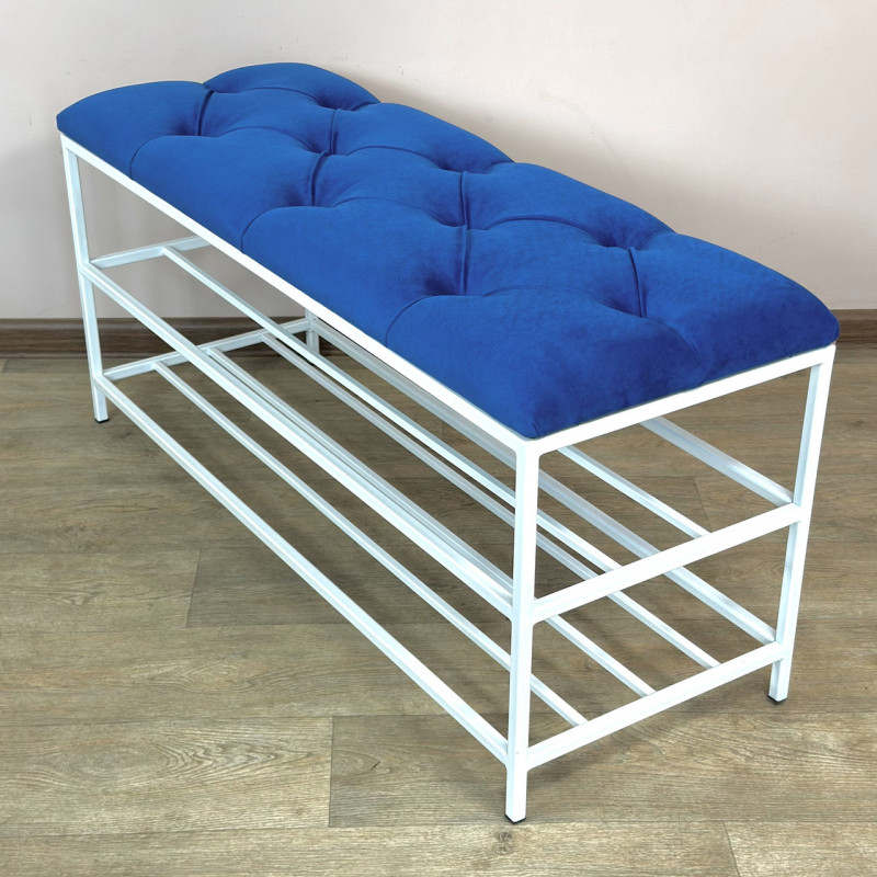 Банкетка для взуття Женева-1 90 см велюр синій 9-0-9003