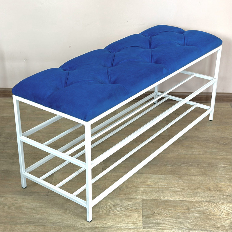 Банкетка для взуття Женева-1 90 см велюр синій 9-0-9003