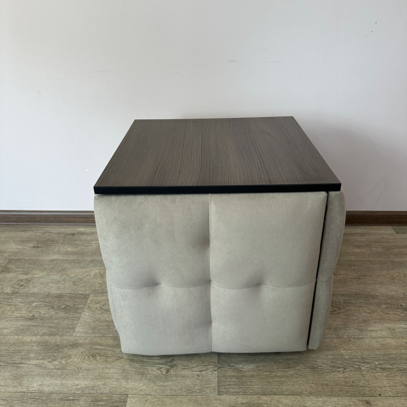 Пуф-трансформер 5в1 Остін-4 зі столиком велюр бежевий/ріголетто темний 3-1-9003