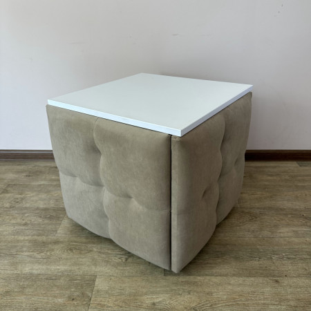 Пуф-трансформер 5в1 Остін-4 зі столиком велюр бежевий/біла аляска 3-3-9005