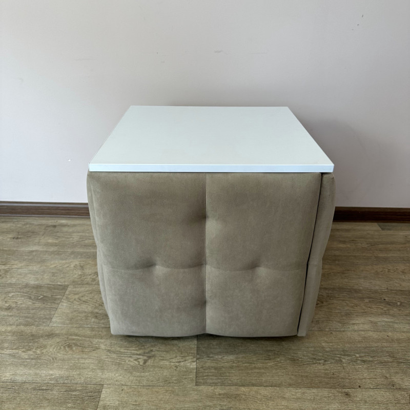 Пуф-трансформер 5в1 Остін-4 зі столиком велюр бежевий/біла аляска 3-3-9005