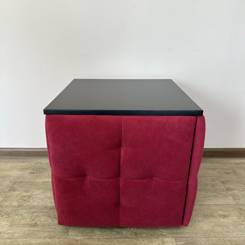 Пуф-трансформер 5в1 Остін-4 зі столиком велюр червоний/чорний 4-5-9003
