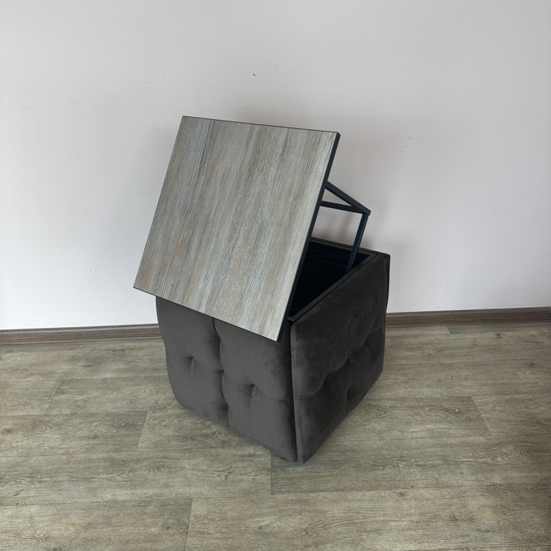 Пуф-трансформер 5в1 Остін-4 зі столиком велюр сіро-коричневий/дуб платиновий 5-2-9005