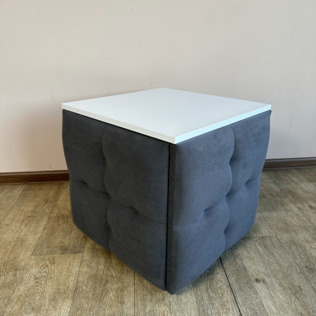 Пуф-трансформер 5в1 Остін-4 зі столиком велюр сірий/біла аляска 7-3-9005