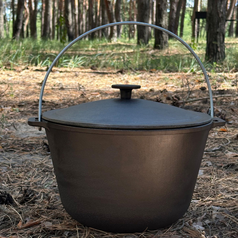 Казан туристичний КТ-12 чавунний з кришкою 12л