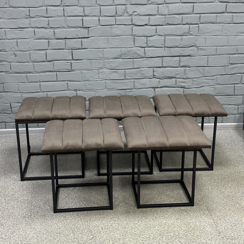 Пуф-трансформер 5в1 Остін-2 велюр сіро-коричневий 5-0-9005