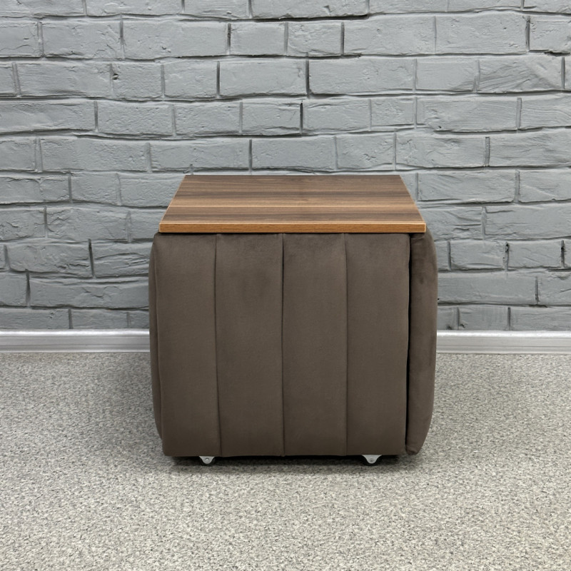 Пуф-трансформер 5в1 Остін-2 зі столиком велюр сіро-коричневий/горіх каліфорнійський 5-4-9005