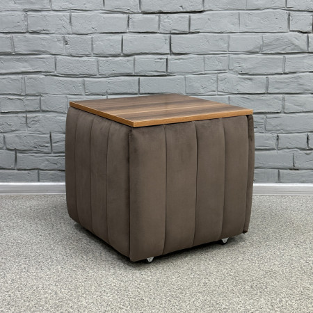 Пуф-трансформер 5в1 Остін-2 зі столиком велюр сіро-коричневий/горіх каліфорнійський 5-4-9005