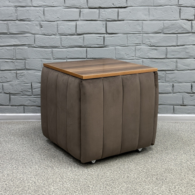 Пуф-трансформер 5в1 Остін-2 зі столиком велюр сіро-коричневий/горіх каліфорнійський 5-4-9005