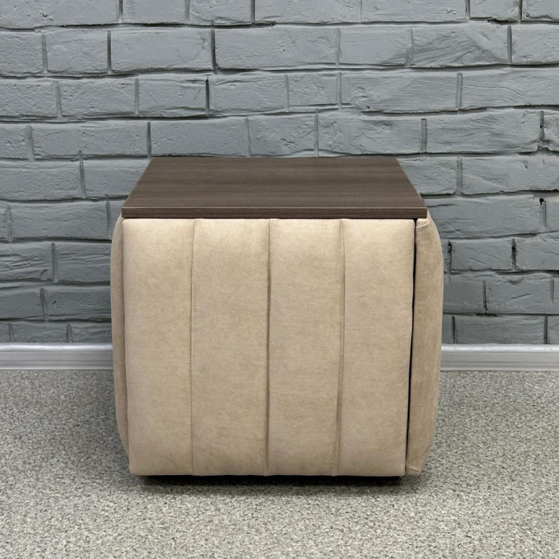 Пуф-трансформер 5в1 Остін-2 зі столиком велюр бежевий/ріголетто темний 3-1-9003