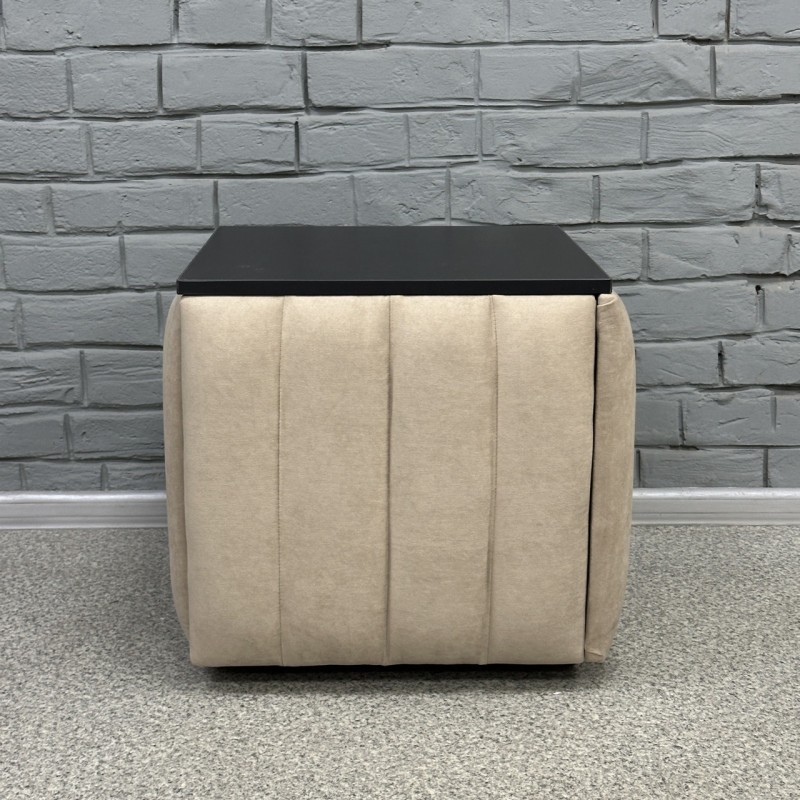 Пуф-трансформер 5в1 Остін-2 зі столиком велюр бежевий/чорний 3-5-9005