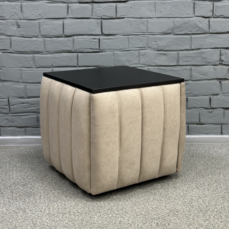 Пуф-трансформер 5в1 Остін-2 зі столиком велюр бежевий/чорний 3-5-9005