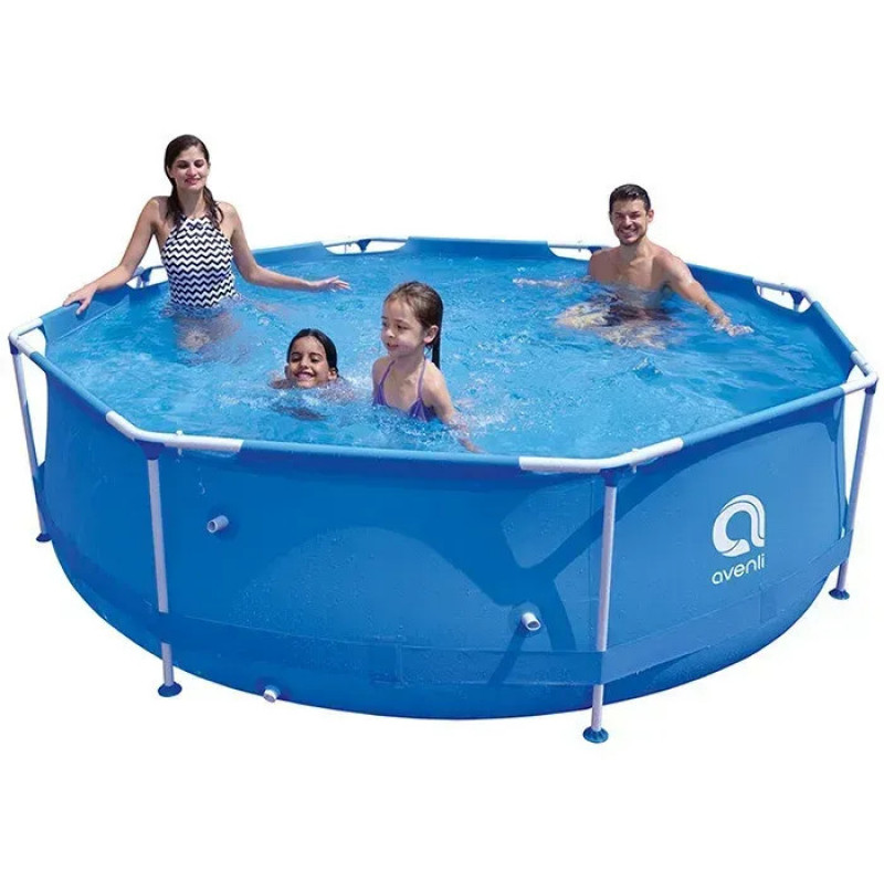 Каркасный садовый бассейн Avenli (305 х 76 см) круглый, для взрослых и детей, Синий (17798)