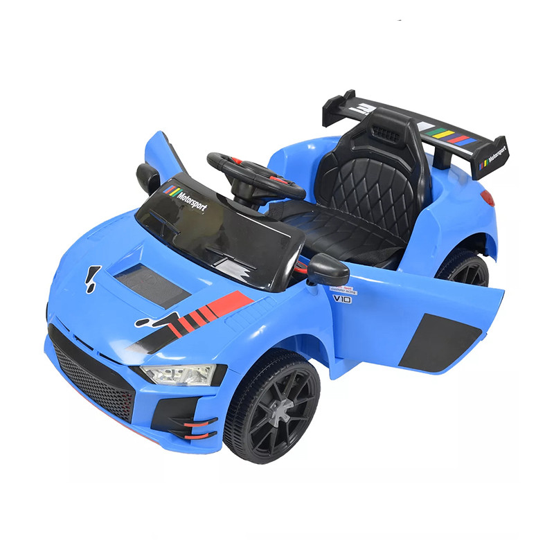 Дитячий електромобіль Cabrio 6V 5A (спойлер, пульт, LED-фари, звук, відкривні двері, педаль газу), Синій