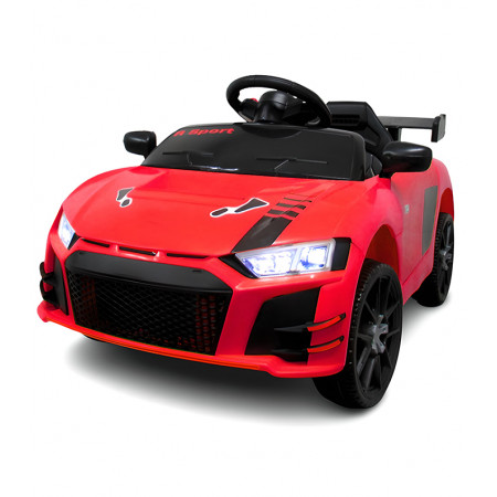 Дитячий електромобіль Cabrio 6V 5A (спойлер, пульт, LED-фари, звук, відкривні двері, педаль газу), Червоний